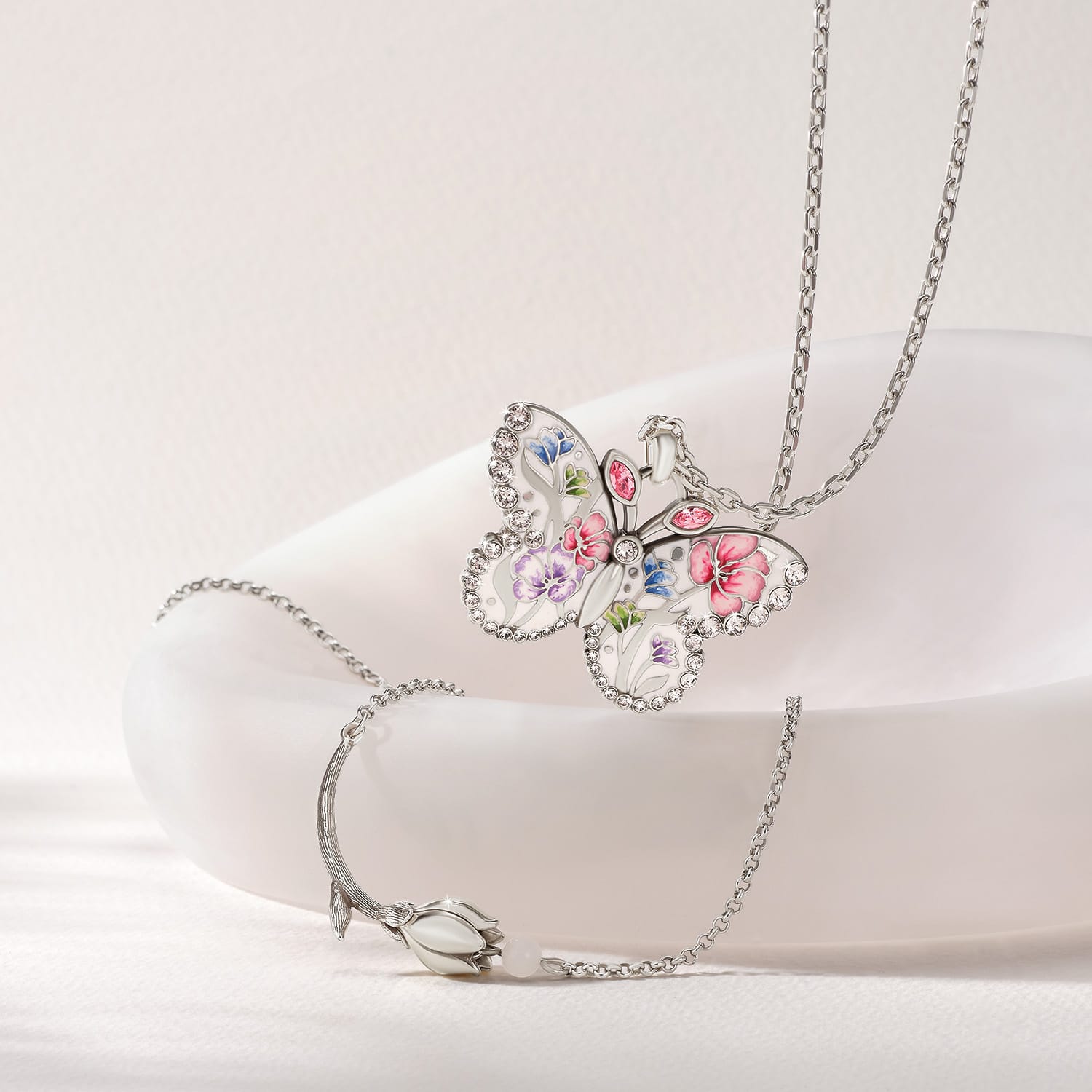 La Tulipe Butterfly Necklace silver-multi 4
