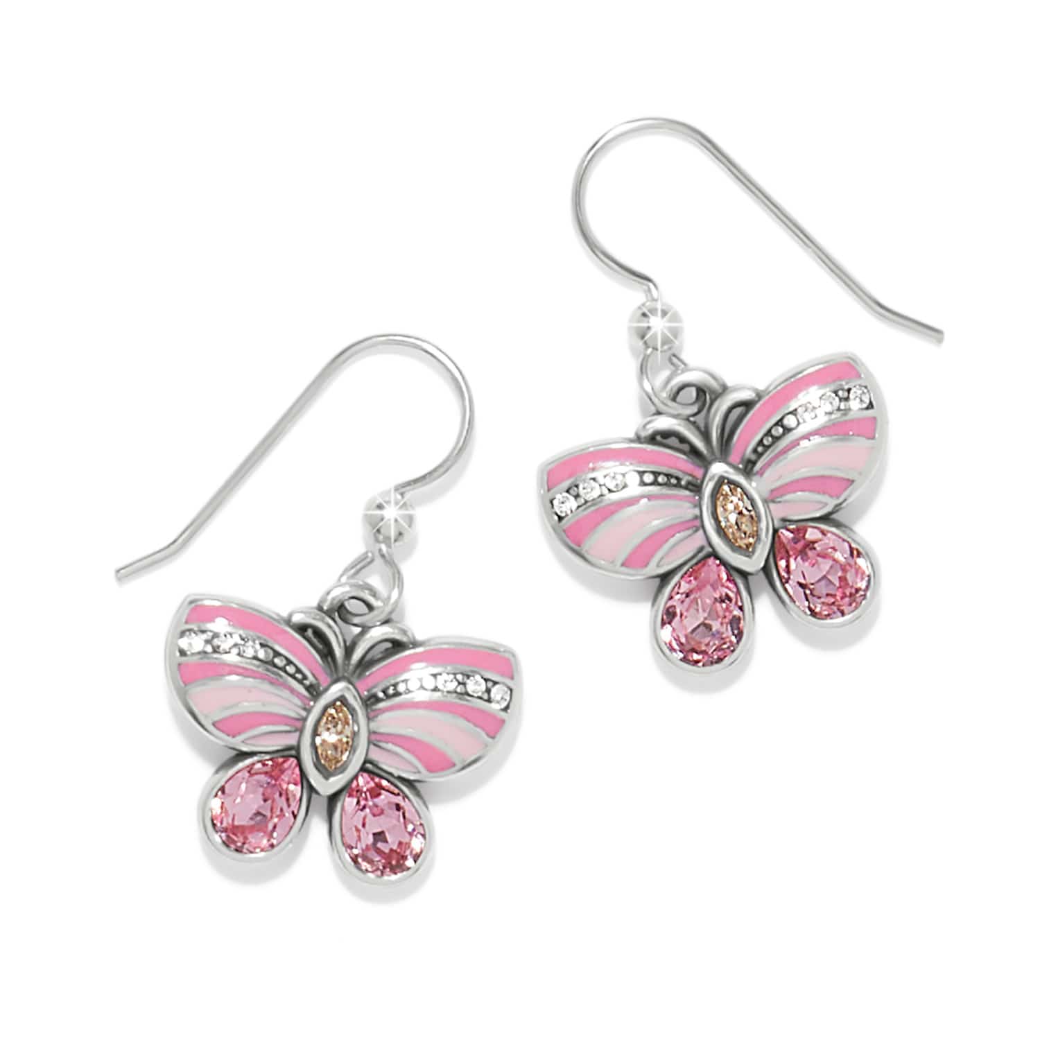 La Tulipe Butterfly Pink French Wire Earrings silver-multi 1