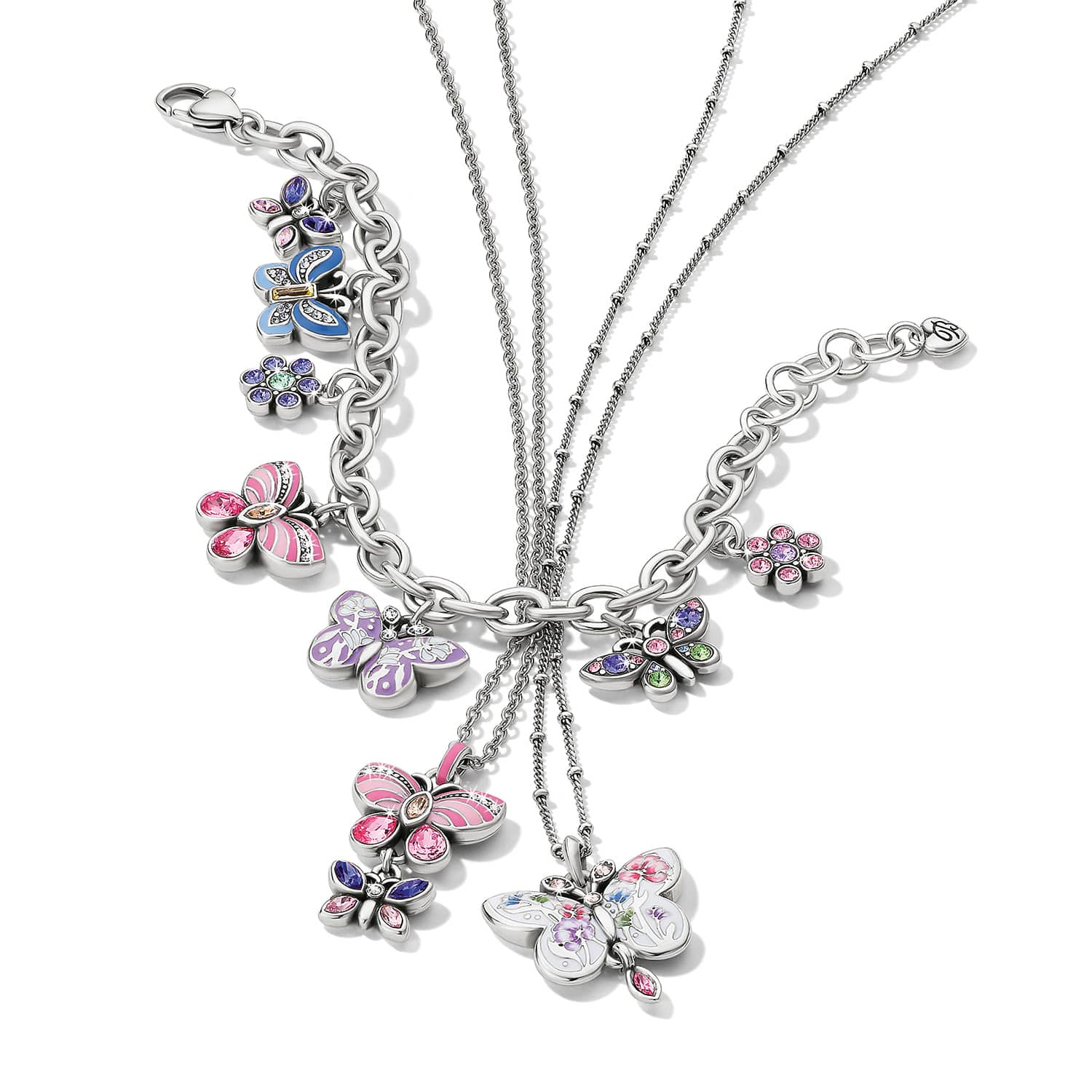 La Tulipe Butterfly Short Necklace silver-multi 5