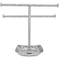 Brighton silver-plated two-tier jewelry stand with scrollwork bars and ornate filigree base on a white background