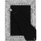 Brighton picture frame shown from the back with silver-plated heart-patterned border and black velvet easel stand on a white background