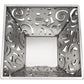 Brighton square dish with silver-plated openwork scroll design border and polished center panel on a white background