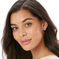 Model wearing Brighton silver-plated stud earrings with intricate detailed design and small crystal accents