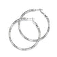 Brighton hoop earrings in silver-tone finish with engraved scroll detailing along the bands on a white background