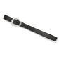 Brighton black leather belt with silver-tone rectangular buckle and single keeper loop on a white background
