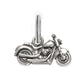 Brighton motorcycle charm with silver-plated finish and detailed engine and wheels on a white background