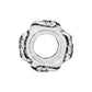 Brighton silver-plated spacer charm bead with braided rope texture and round center opening on a white background