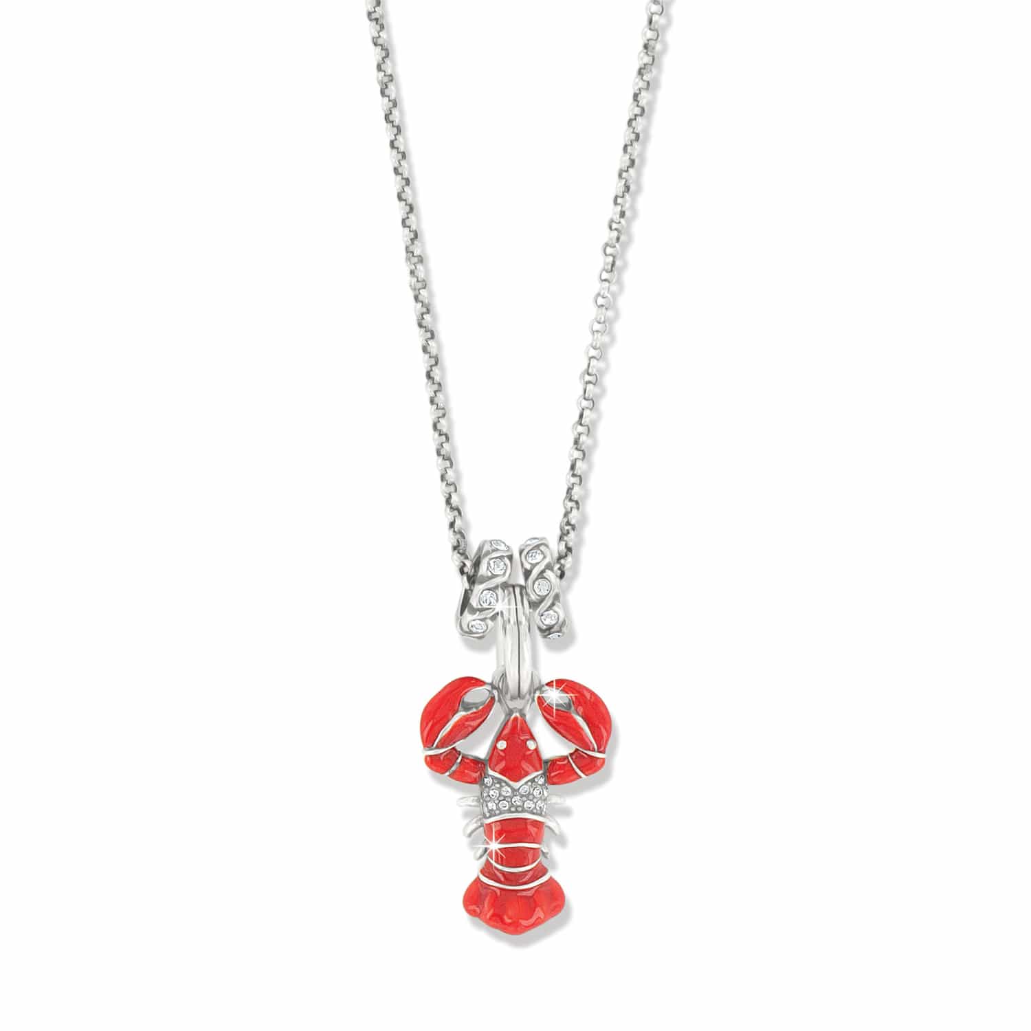 Lobster Charm Necklace silver-red 1