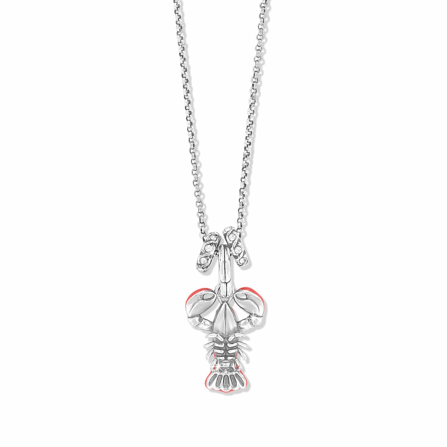 Lobster Charm Necklace silver-red 2