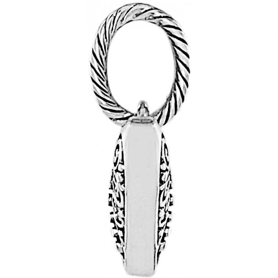 Brighton pendant shown from the side with silver-plated twisted rope loop and ornate scrollwork detail on a white background
