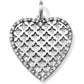 Brighton heart pendant charm with silver-plated lattice cutout design and crystal-lined border on a white background