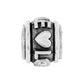 Brighton silver-plated charm bead with raised heart motif, textured detailing, and crystal accent on a white background