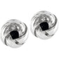 Brighton stud earrings with silver-plated knotted swirl design and post backs on a white background