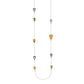 Brighton long station necklace with two-tone heart charms and crystal accents on a white background