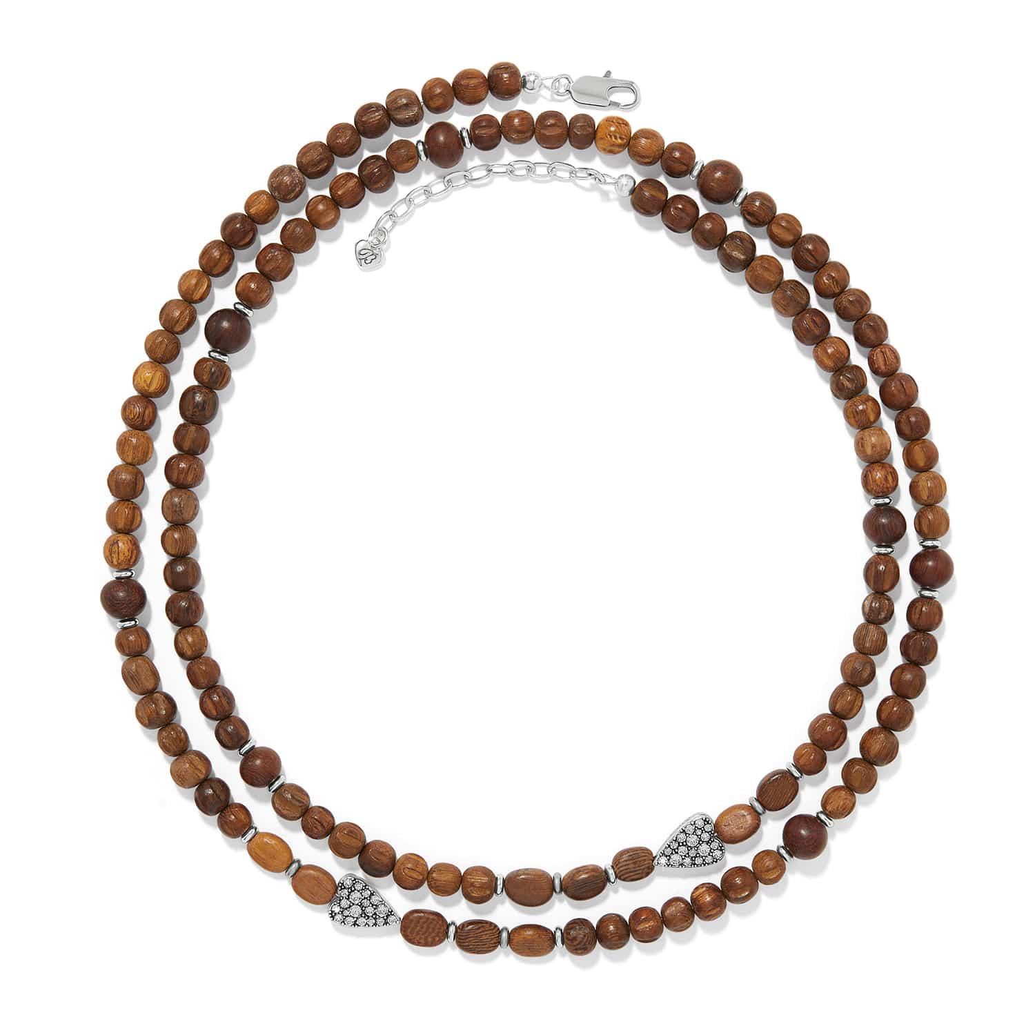 Love Messages B Love Wood Long Necklace silver-brown 2