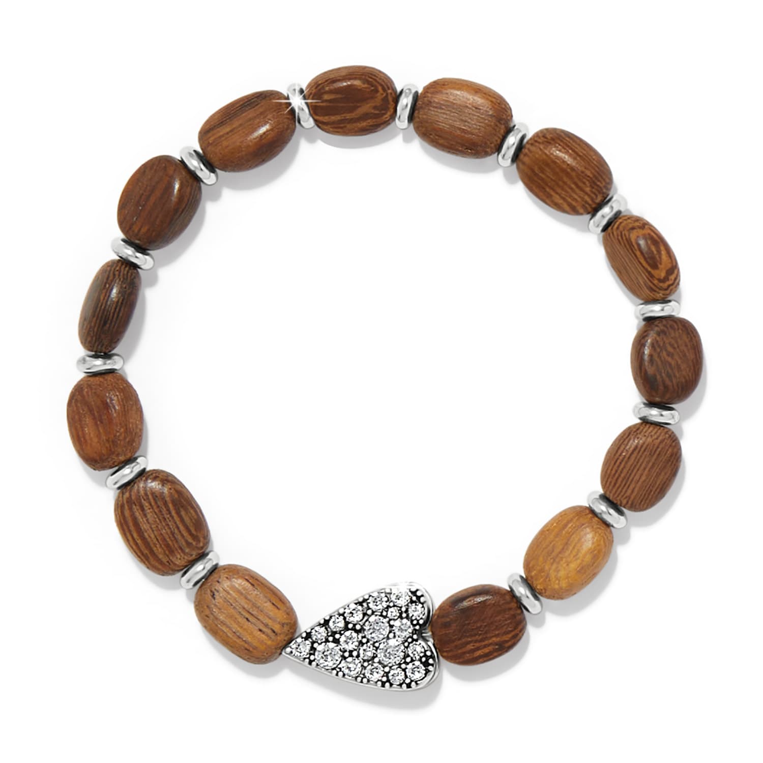 Love Messages B Love Wood Stretch Bracelet silver-brown 1