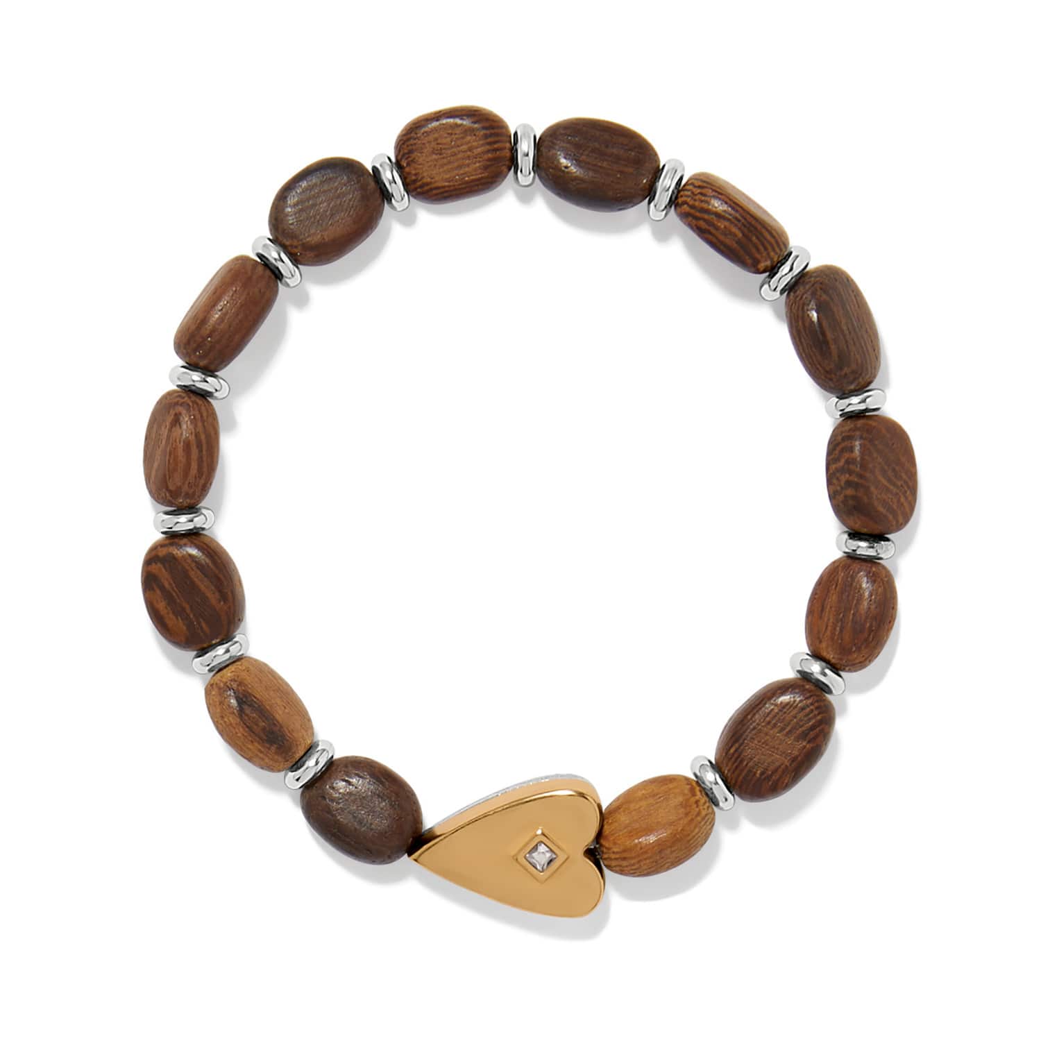 Love Messages B Love Wood Stretch Bracelet silver-brown 2