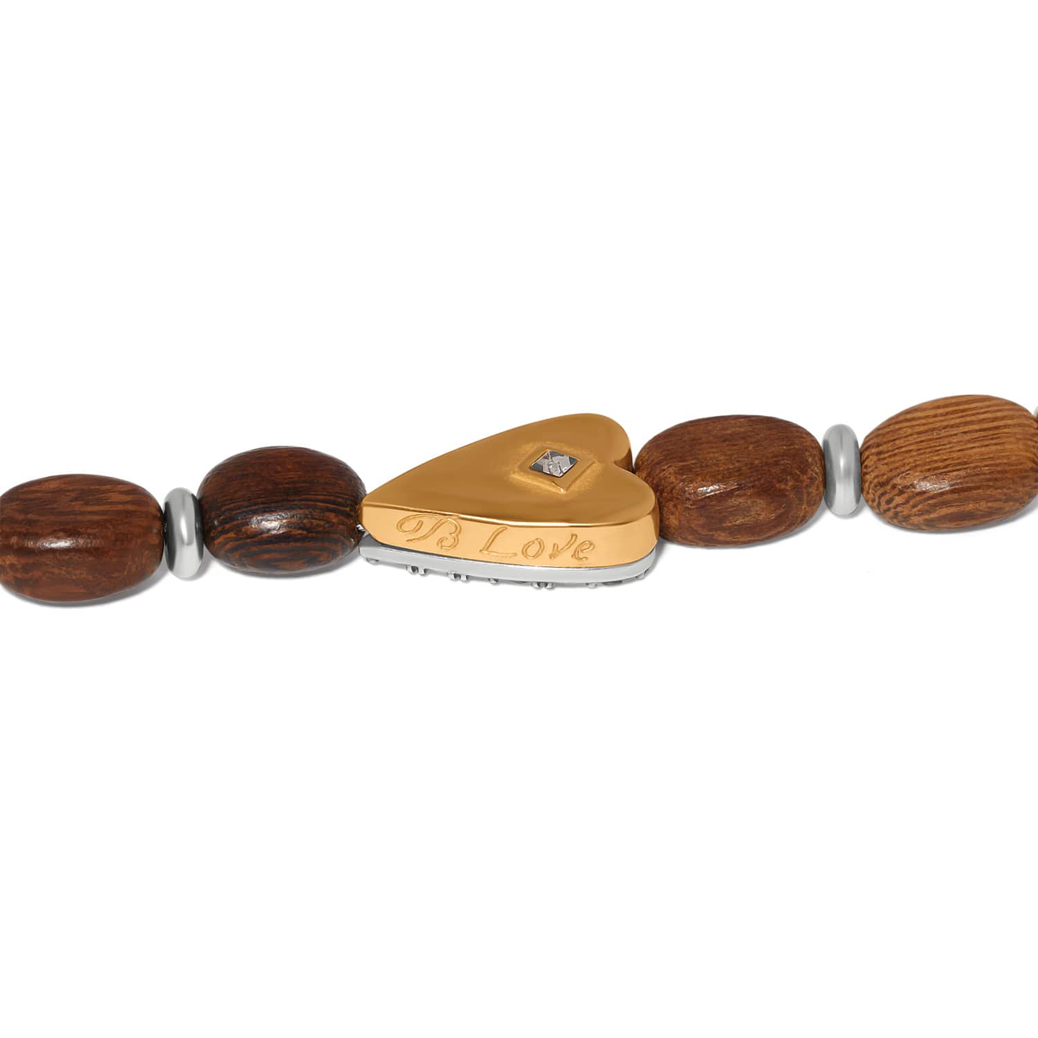Love Messages B Love Wood Stretch Bracelet silver-brown 3