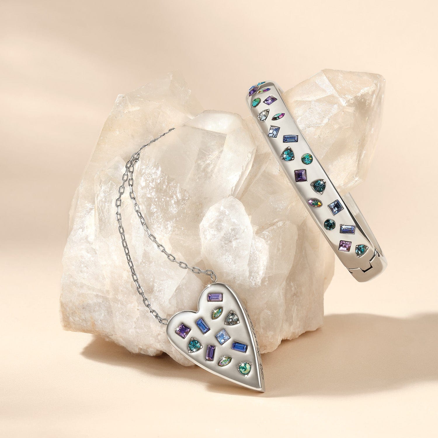 Love Messages B Radiant Hinged Bangle silver-multi 4