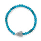 Brighton beaded bracelet with faceted teal apatite stones and silver-plated heart accent on a white background