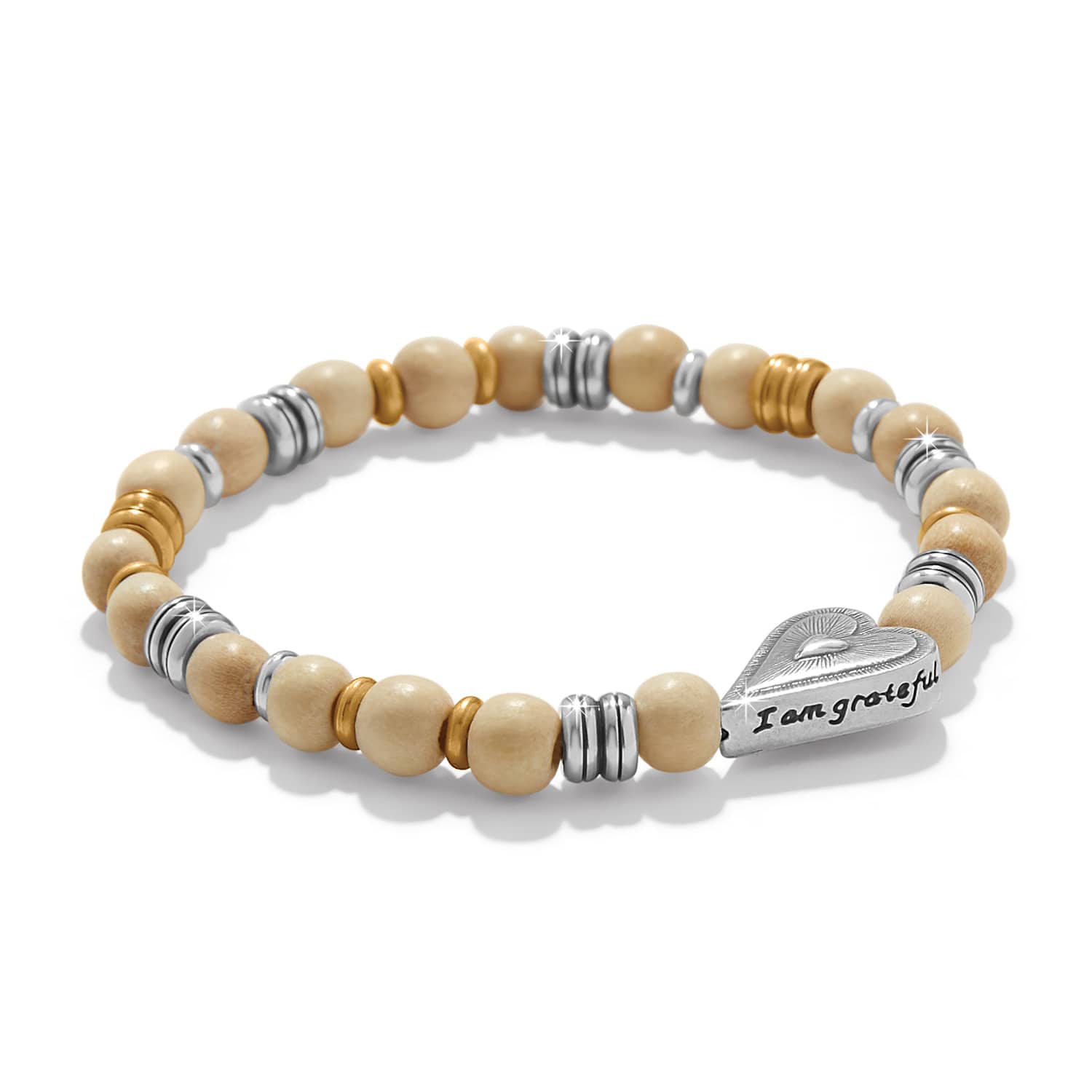Love Messages I Am Grateful Stretch Bracelet silver-cream 2