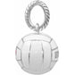 Brighton volleyball charm with white enamel finish and silver-tone rope-textured bail loop on a white background