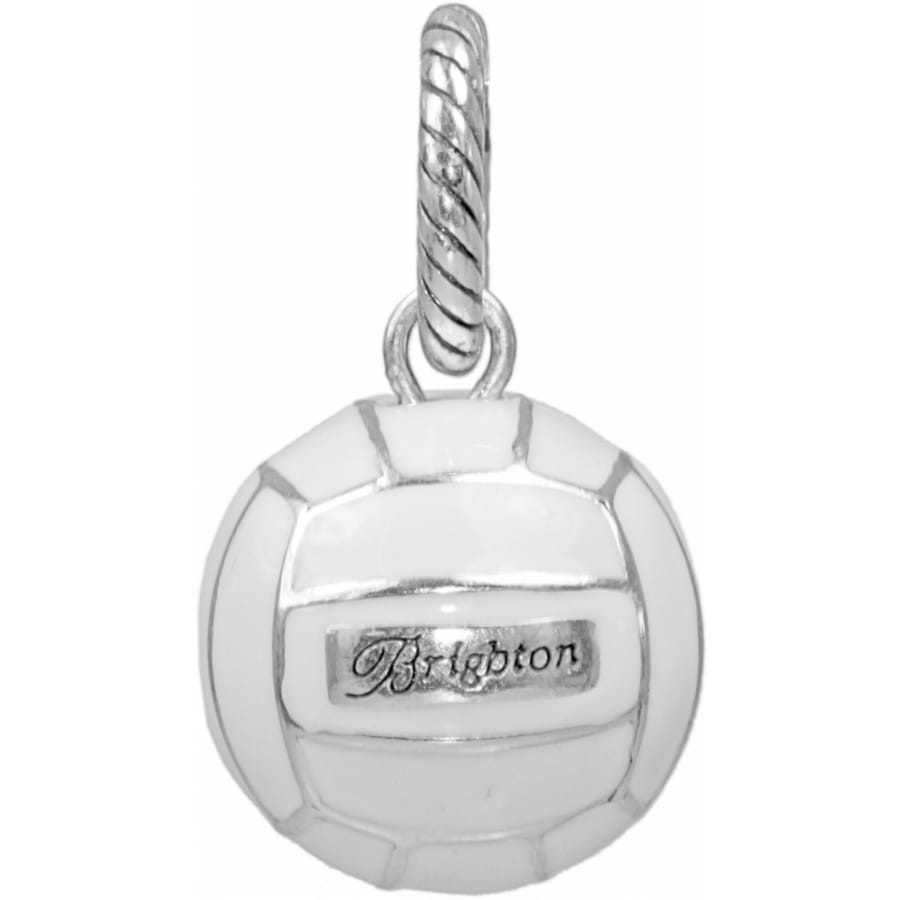 Brighton volleyball charm with white enamel finish and silver-tone rope bail on a white background