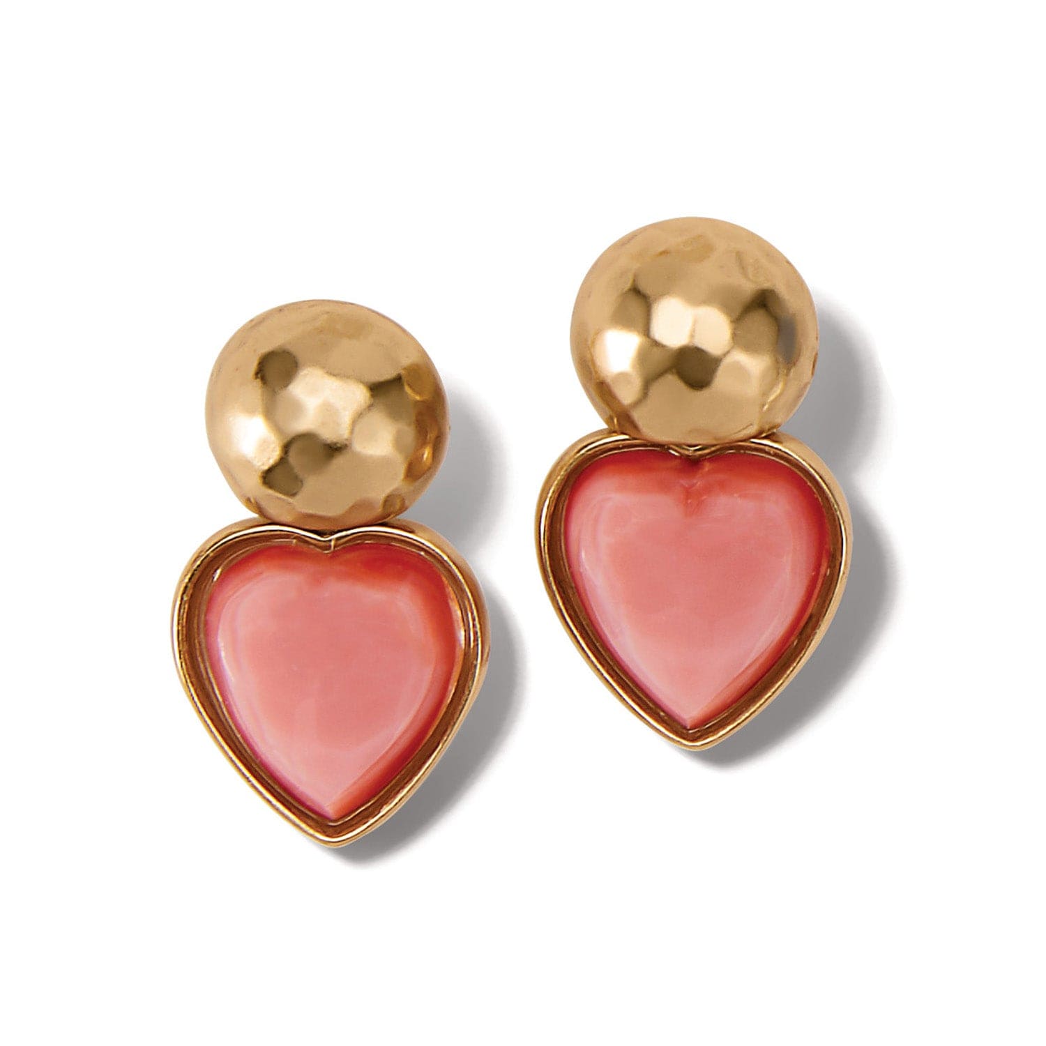 Loving Heart Post Drop Earrings gold-pink 1