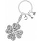 Brighton keychain with silver-plated four-leaf clover charm, horseshoe, ladybug, and good luck accents on a white background