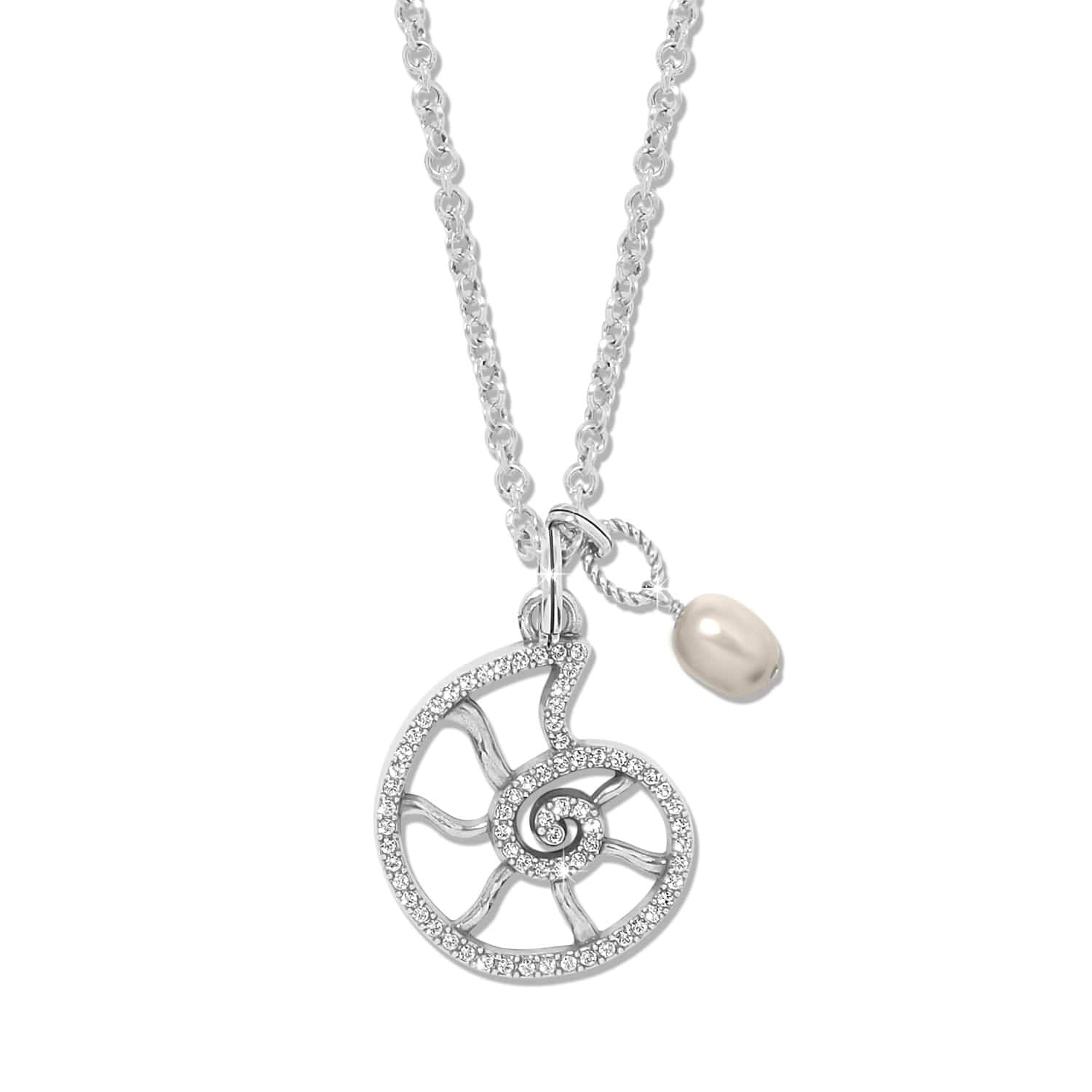 Lunar Tide Nautilus Shell Reversible Necklace silver-pearl 1