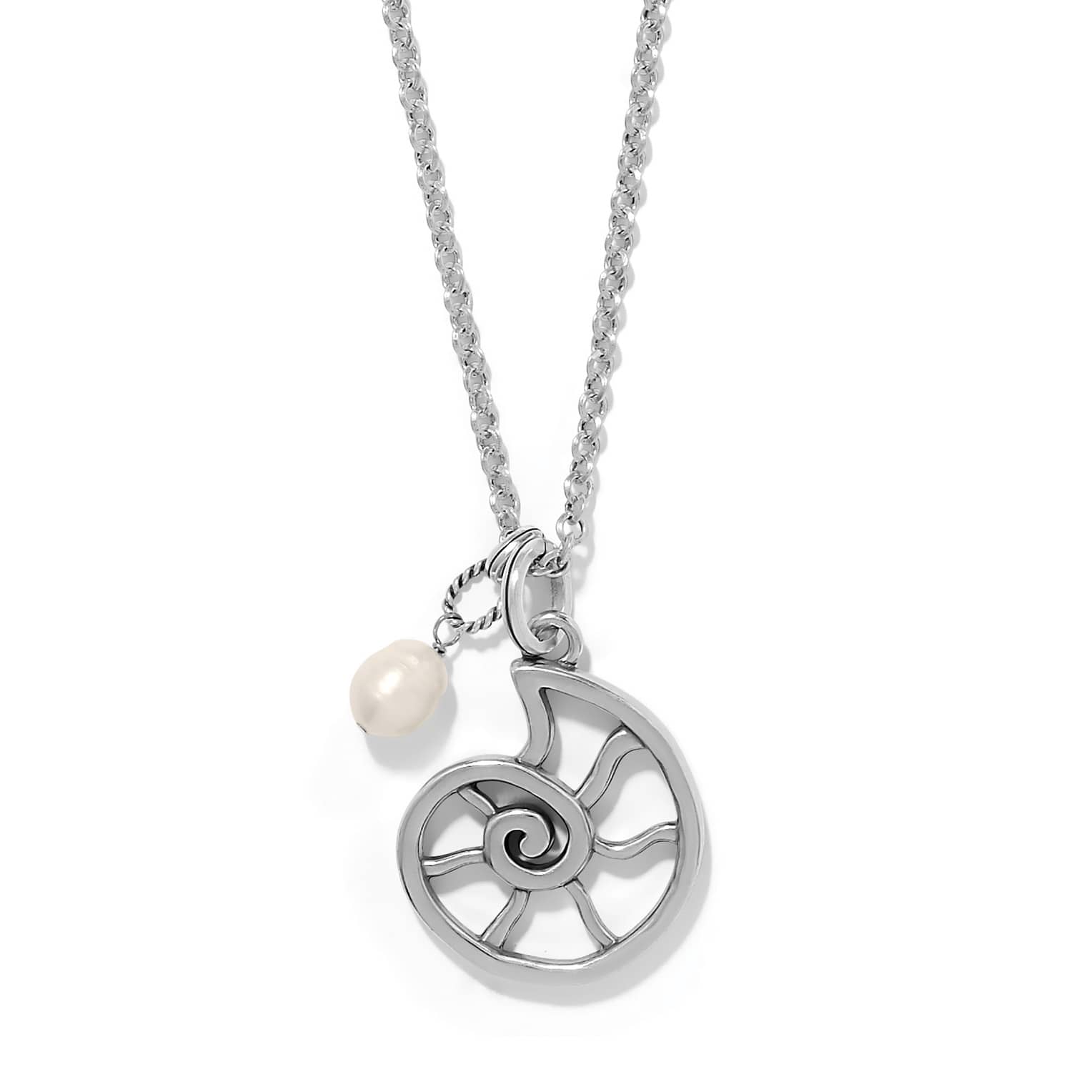 Lunar Tide Nautilus Shell Reversible Necklace silver-pearl 2