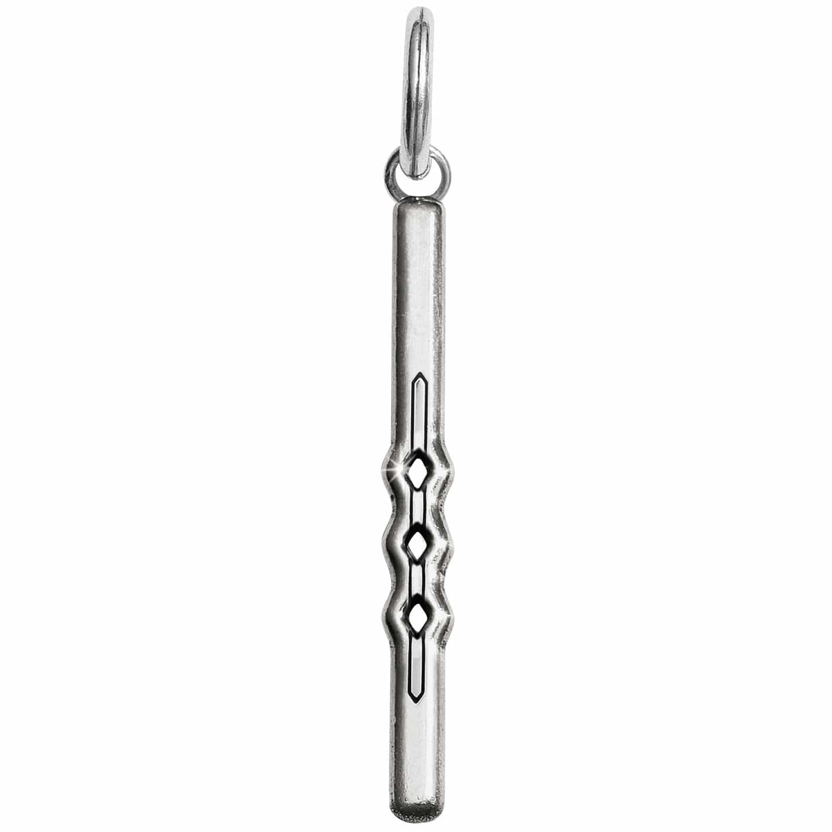 Brighton silver-plated bar charm with diamond cutout detail and jump ring on a white background
