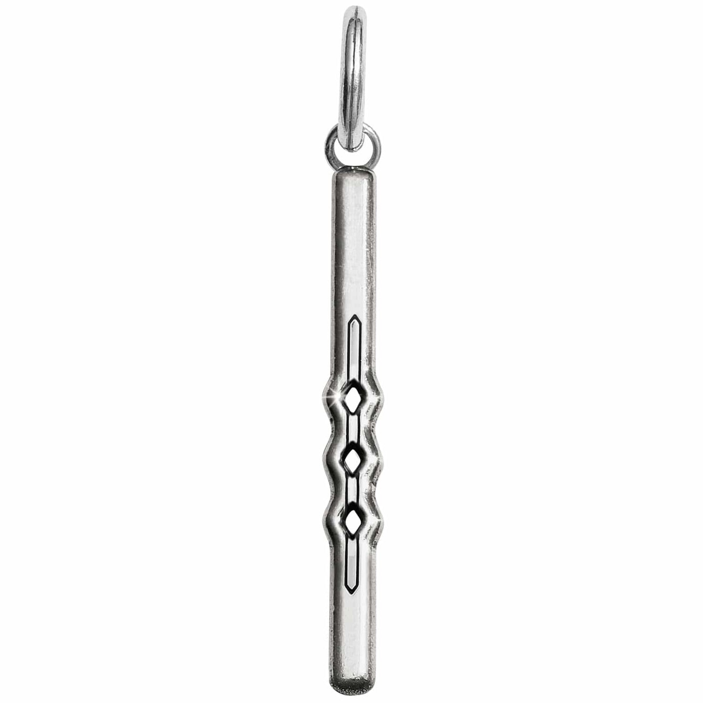 Brighton silver-plated bar charm with diamond cutout detail and jump ring on a white background