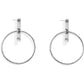 Brighton hoop earrings shown from the back with silver-plated hammered circles and vertical bar posts on a white background