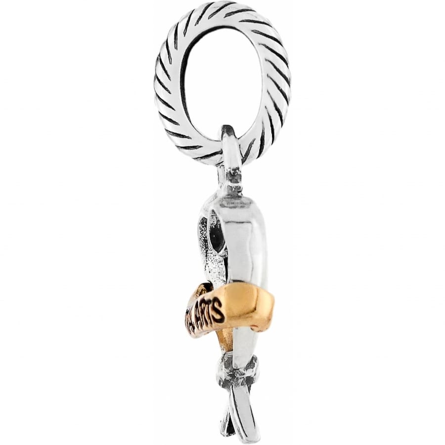 Brighton charm with silver-tone rope-textured ring loop and gold-tone boxing glove accent shown from side on a white background