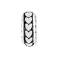 Brighton spacer charm with silver-tone raised heart pattern and beaded side edges on a white background