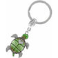 Brighton turtle keychain with green enamel shell, crystal heart accent, and silver-tone ring on a white background