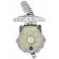 Brighton charm with carved ivory-toned floral stone, center pearl accent, and silver-plated rope bail on a white background