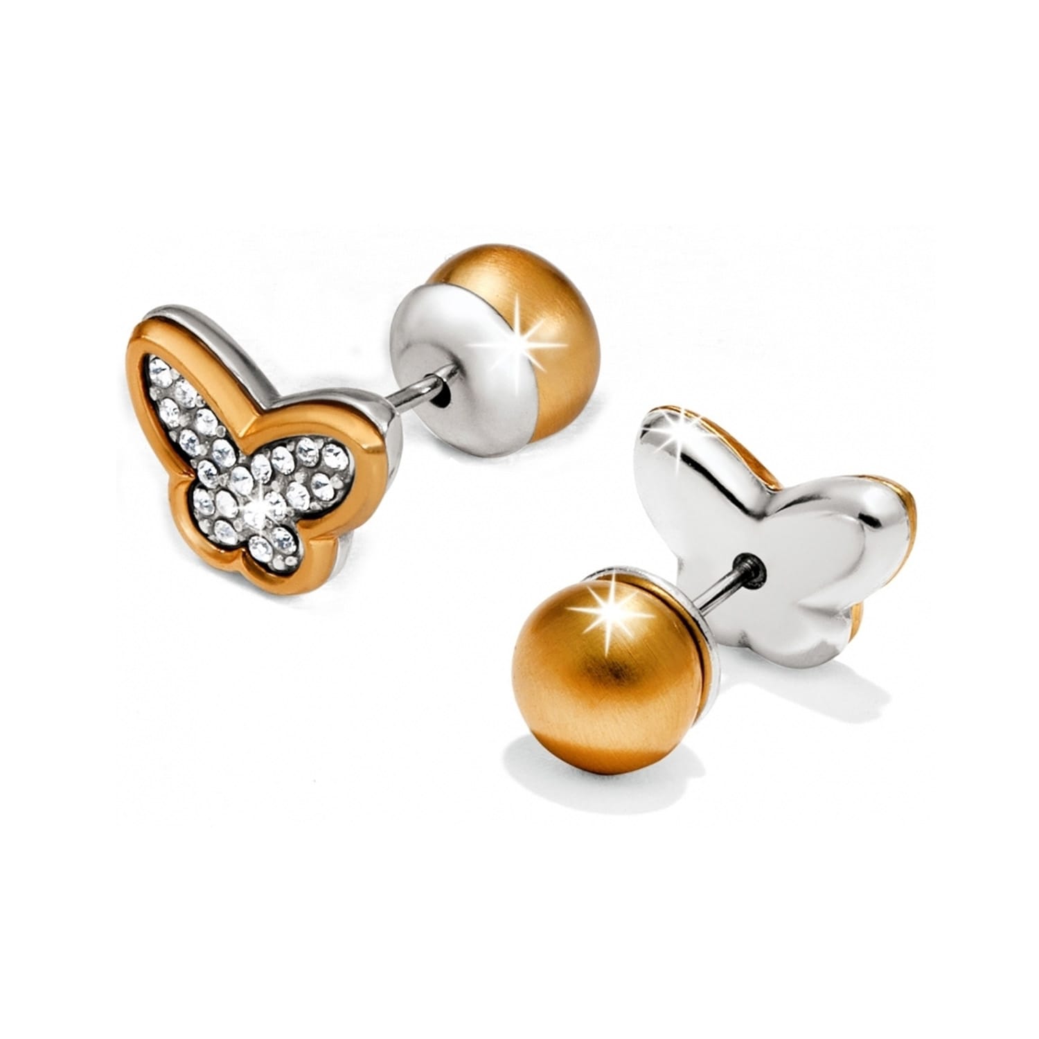 Massandra Reversible Butterfly Post Earrings silver-brushed-gold 1