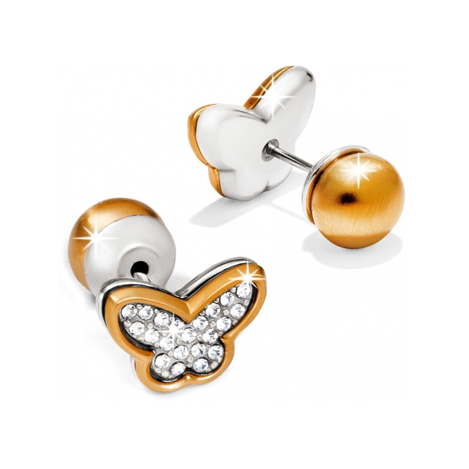 Massandra Reversible Butterfly Post Earrings silver-brushed-gold 3