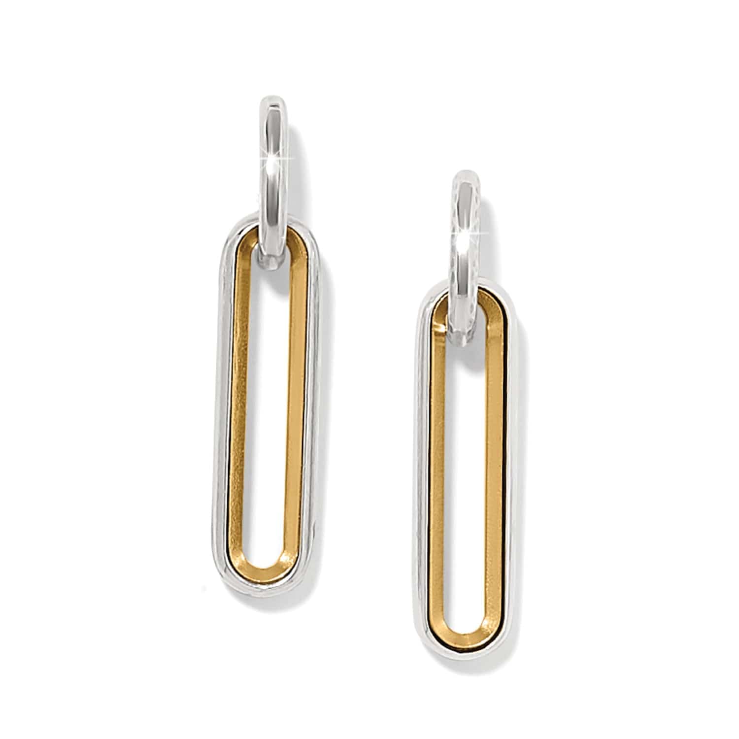 Medici Two Tone Long Post Drop Earrings silver-gold 1