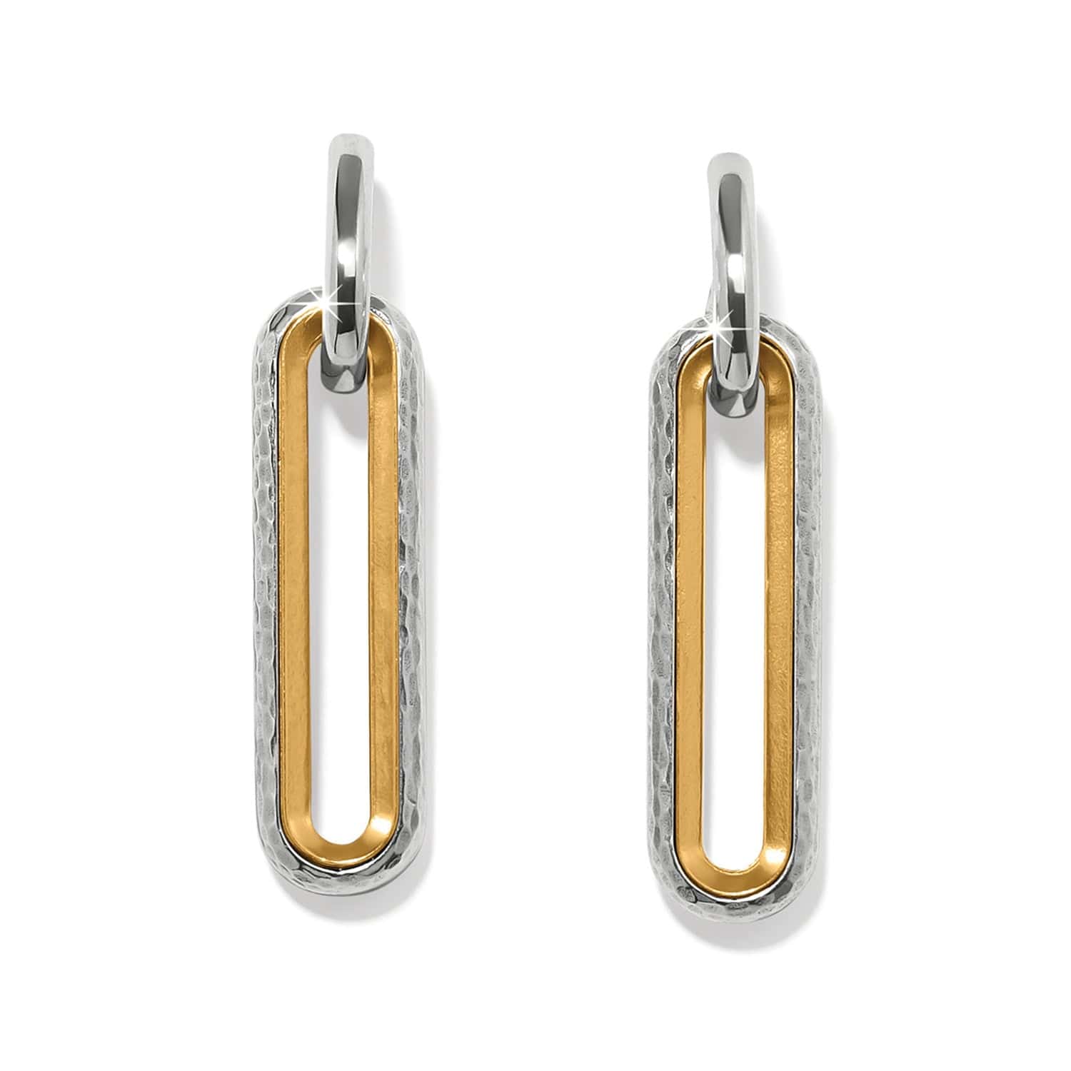 Medici Two Tone Long Post Drop Earrings silver-gold 3