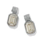 Brighton drop earrings with emerald-cut crystals and silver-plated pavé crystal tops on a white background