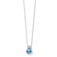 Brighton pendant necklace with round faceted blue crystal and silver-plated crystal-accented bail on a white background