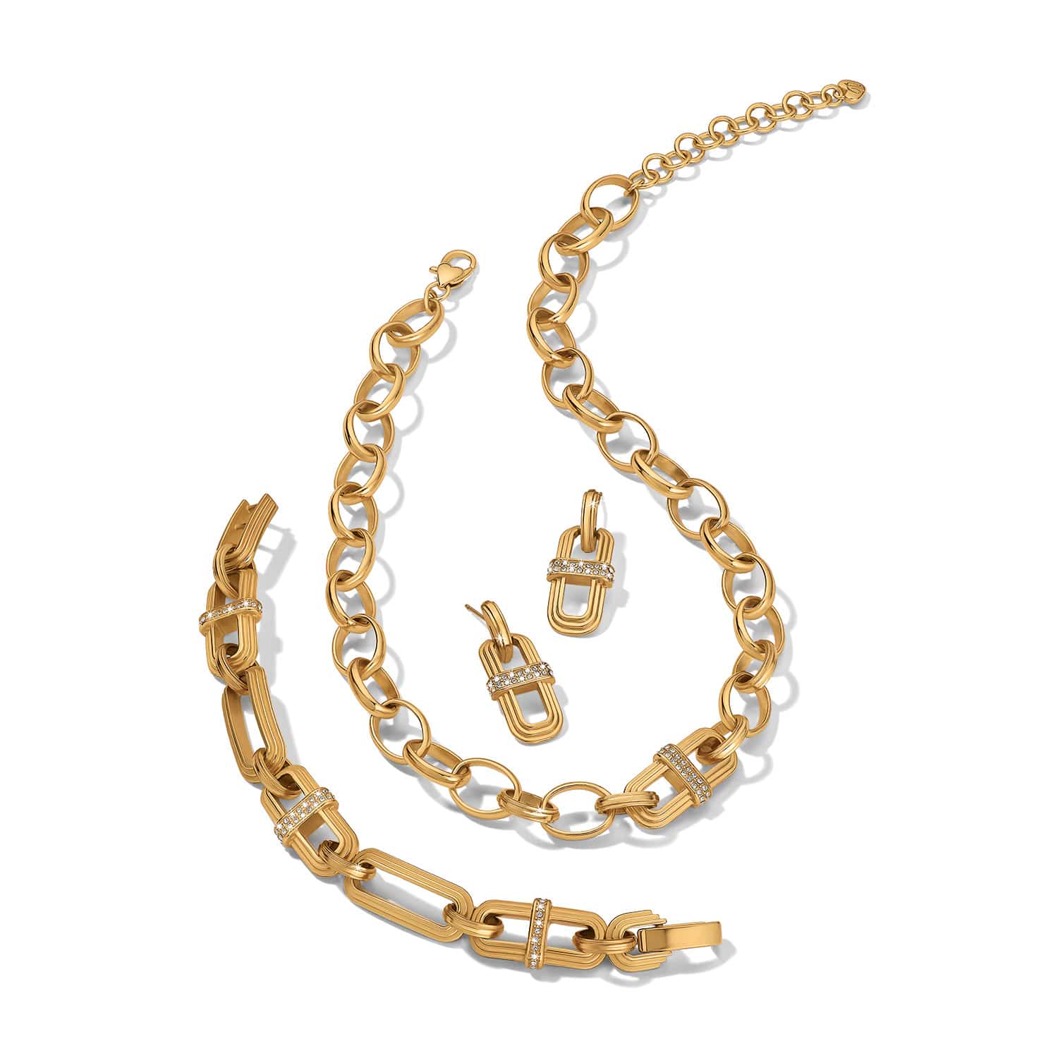 Meridian Aurora Link Post Drop Earrings gold 3