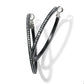 Brighton hoop earrings with black lacquer finish and pavé crystal accents along the front on a white background