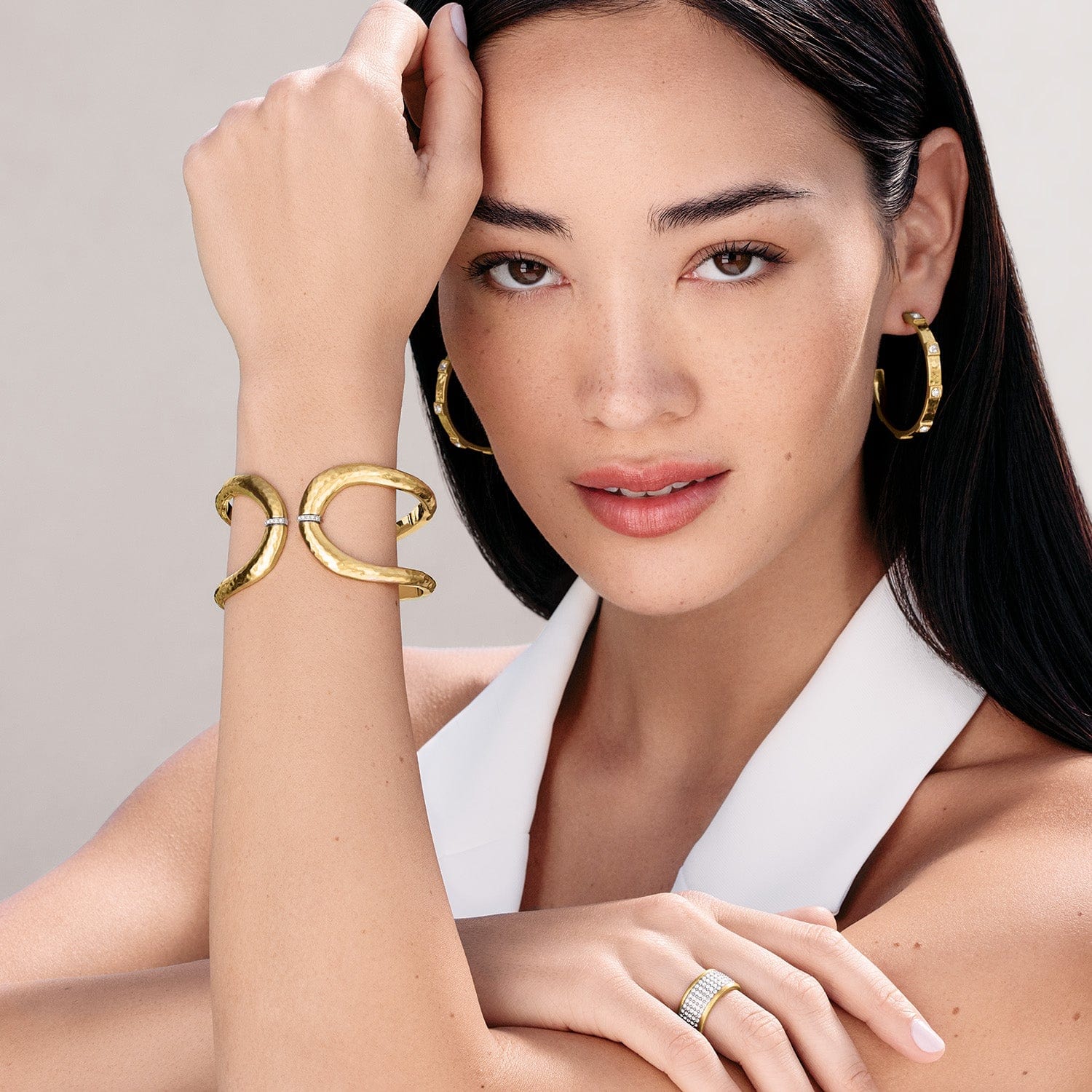 Meridian Geo Open Hinged Bangle gold 5