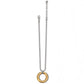 Brighton pendant necklace with hammered gold-tone ring, crystal accent bail, and silver-tone chain on a white background