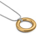 Brighton pendant necklace with hammered gold-tone open circle, crystal-set bail, and silver-tone chain on a white background