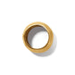 Brighton ring with brushed gold plated hammered band shown from above on a white background